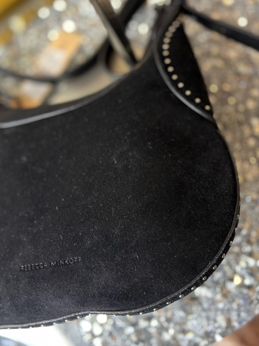 Rebecca Minkoff Small Pippa Studded Crossbody Bag in black suede NWT - Picture 12 of 15